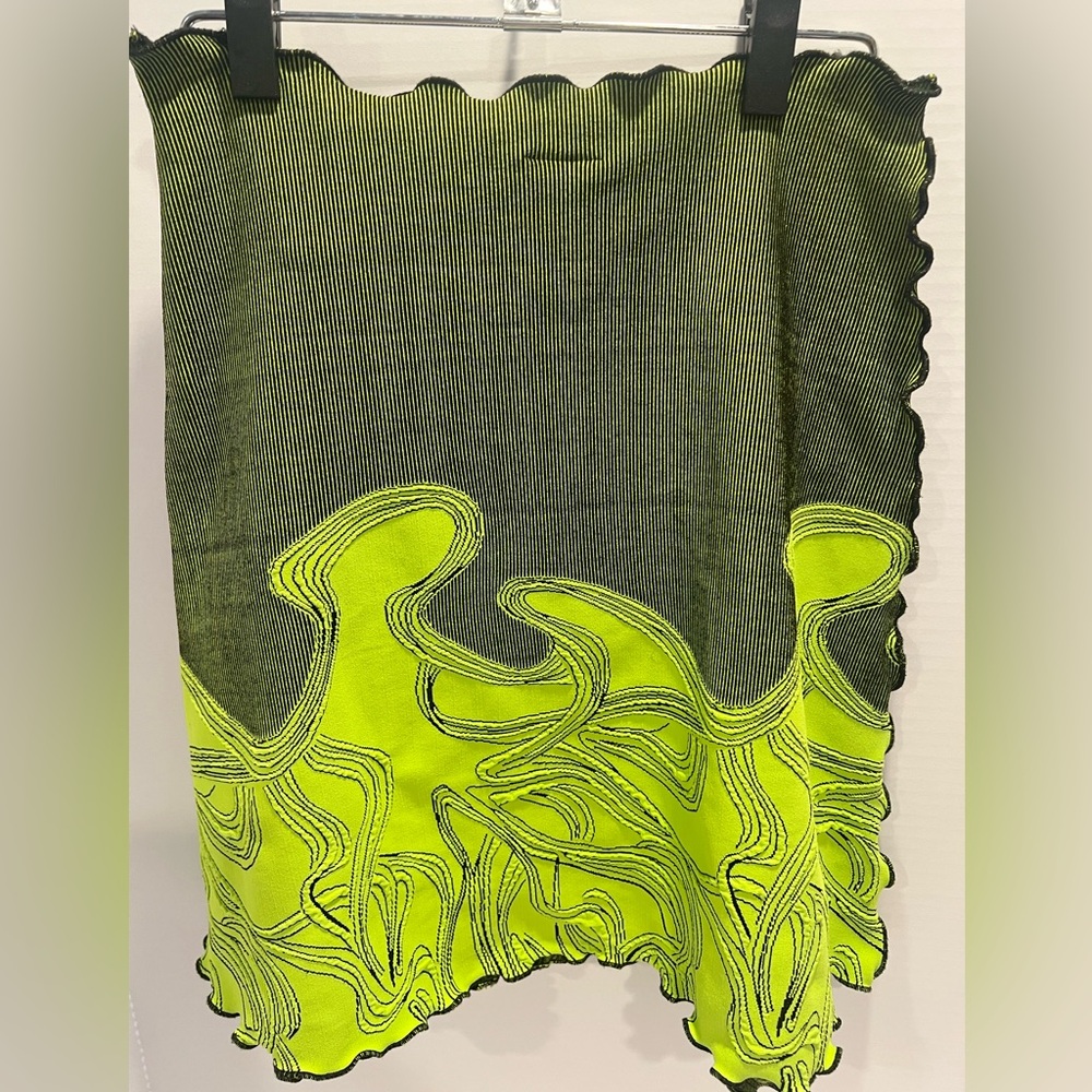 Haystacks NWOT Lime Green Ruffed Hem Skirt Designed & Sewn in Suttons Bay, MI - Picture 2 of 7